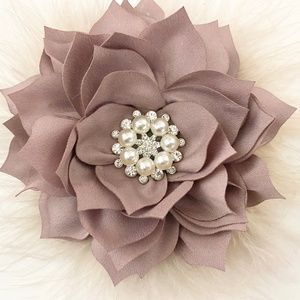 Wedding Hair Accessories, Bridal Flower Hair Clips, Taupe, Dusty Rose Gold Clips